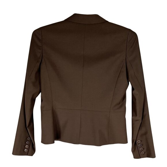 Talbots Womens 6 Chocolate Brown 87% Wool 3 Button Tailored Blazer Career Jacket - Picture 8 of 14
